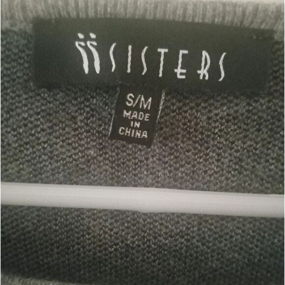 Rebecca Elliot 3 Sisters Sweater Color Block Boxy Gray & Black Size Small Medium - Picture 8 of 10